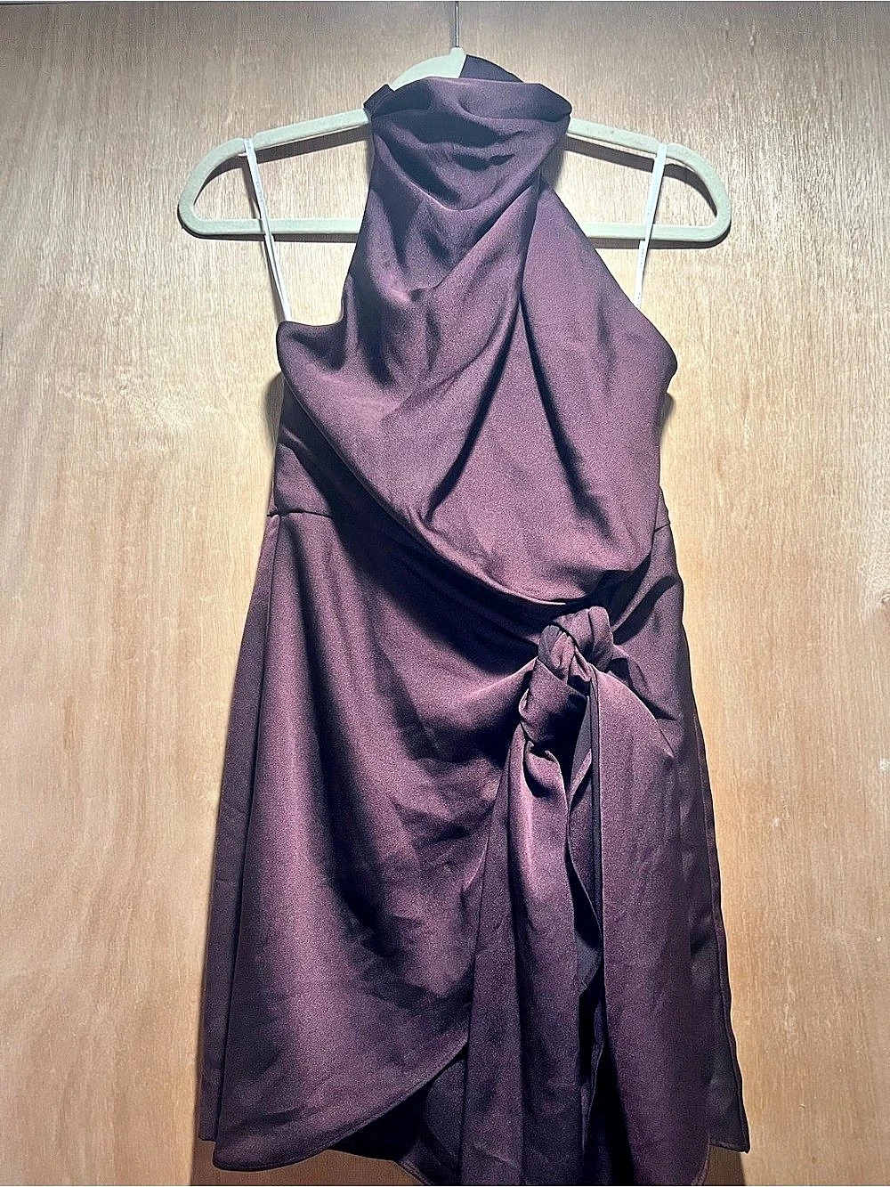 Sheike Draped Halter Mini Dress In Purple Size 10 Au Size 6 Us Nwt — image 3 of 4
